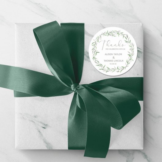 Rond Sticker en Merci vert simple et élégant