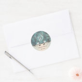 Rond Sticker en monogramme Mariage bleu-brun (Enveloppe)