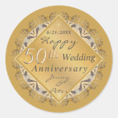 Rond Sticker en or du 50e anniversaire du Mariage (Devant)
