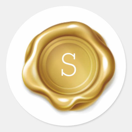 Rond Sticker en or Monogramme cire de fusion de phoque  (Devant)