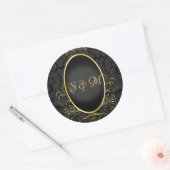 Rond Sticker en or noir Monogram Classy Royal Style (Enveloppe)