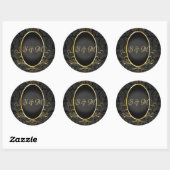 Rond Sticker en or noir Monogram Classy Royal Style (Feuille)