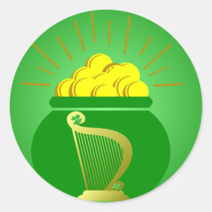 Rond Sticker en panier d'or St Patrick