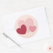 Rond Sticker en papier Coeurs roses (Enveloppe)