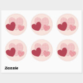 Rond Sticker en papier Coeurs roses (Feuille)