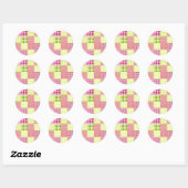 Rond Sticker en Patchwork Plaid Inspiré Madras (Feuille)