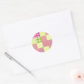 Rond Sticker en Patchwork Plaid Inspiré Madras (Enveloppe)