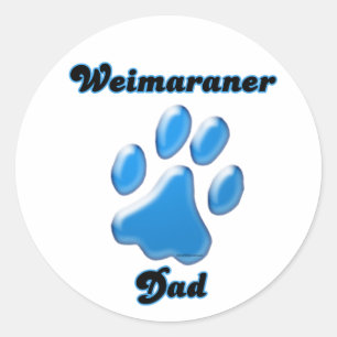 Rond Sticker en Pawprint bleu papa Weimaraner