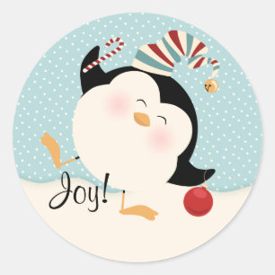Rond Sticker en pingouin de Noël