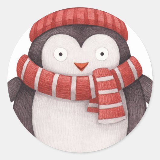 Rond Sticker en pingouin de Noël (Devant)