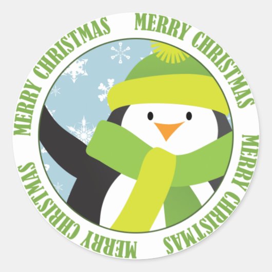Rond Sticker en pingouin de Noël joyeux (Devant)