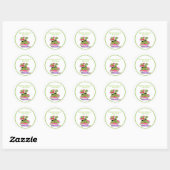 Rond Sticker en plaque rose grenouille (Feuille)