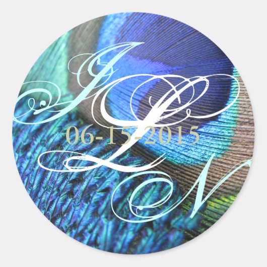 Rond Sticker en plume de paon (Devant)