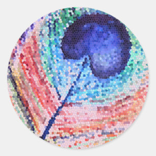 Rond Sticker en plume de paon