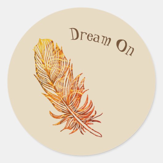 Rond Sticker en plumes dorées (Devant)