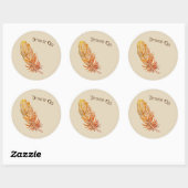 Rond Sticker en plumes dorées (Feuille)