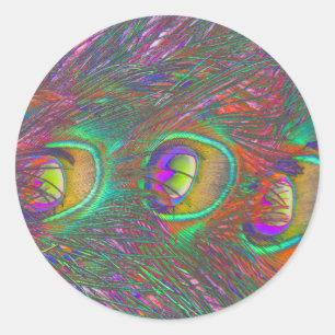 Rond Sticker en plumes Peacock Tinsel