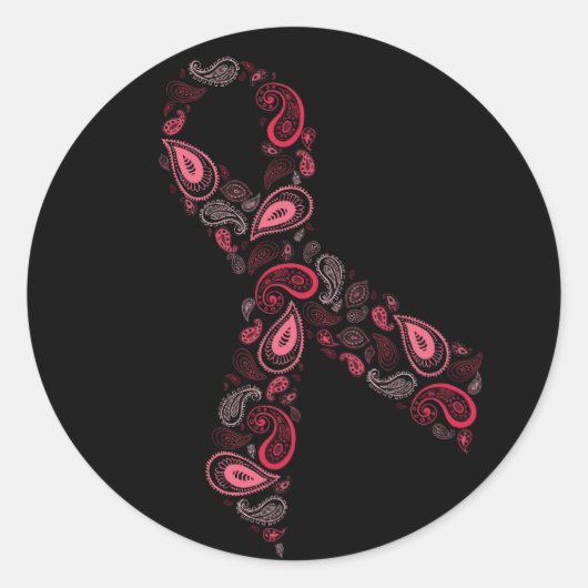 Rond sticker en ruban rose cachemire - noir (Devant)