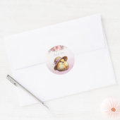Rond Sticker en ruban rose petit chic (Enveloppe)
