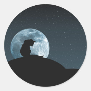 Rond Sticker en silhouette de chat