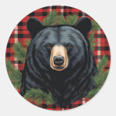 Rond Sticker en silhouette de l'ours noir (Devant)