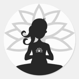 Rond Sticker en silhouette de Yoga simple