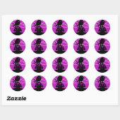 Rond Sticker en silhouette de Yoga violet (Feuille)