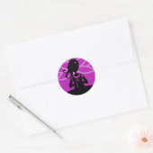Rond Sticker en silhouette de Yoga violet (Enveloppe)