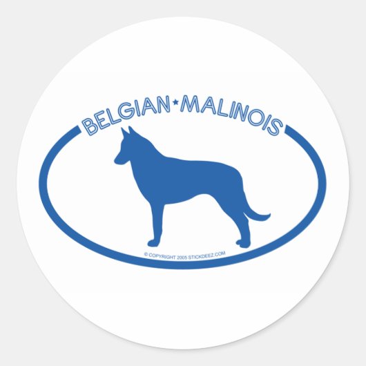 Rond Sticker en silhouette Malinois belge (Devant)
