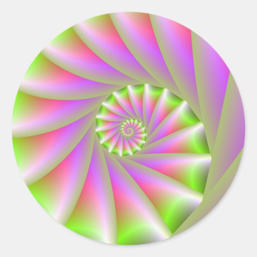 Rond Sticker en spirale rose et verte (Devant)