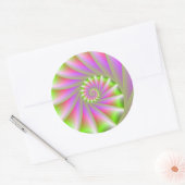 Rond Sticker en spirale rose et verte (Enveloppe)