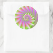 Rond Sticker en spirale rose et verte (Sac)
