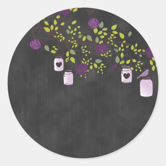 Rond Sticker en tableau avec bocaux en mason violet (Devant)