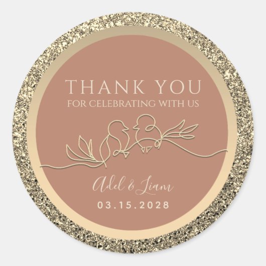 Rond Sticker en terre cuite Mariage classique ronde (Devant)