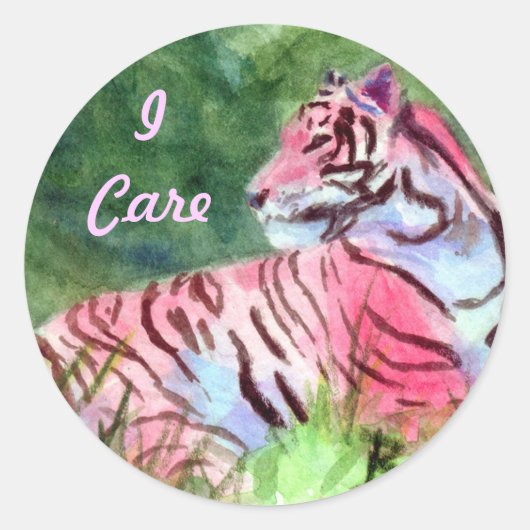 Rond Sticker en tigre rose (Devant)
