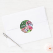 Rond Sticker en tigre rose (Enveloppe)