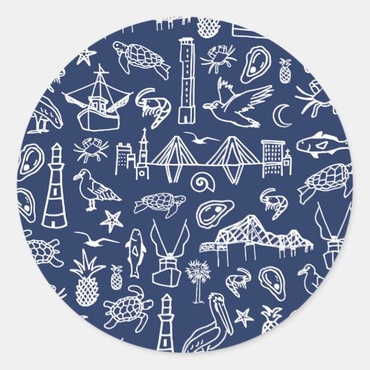 Rond Sticker en toile de marbre bleu marine (Devant)