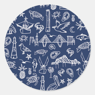 Rond Sticker en toile de marbre bleu marine