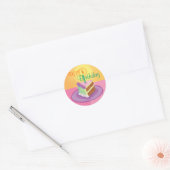 Rond Sticker en tranche de gâteau rose (Enveloppe)