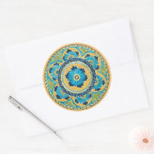 Rond Sticker en tuiles mexicaines Florales Bleues (Enveloppe)