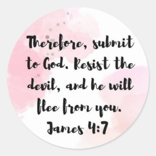 Rond Sticker en verso de la Bible James 4:7