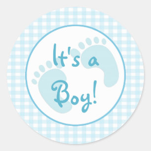 Rond Sticker En vichy bleu