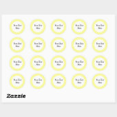 Rond Sticker En vichy jaune (Feuille)