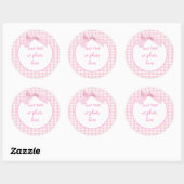 Rond Sticker En vichy rose (Feuille)