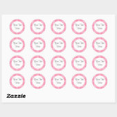 Rond Sticker En vichy rose (Feuille)