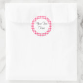 Rond Sticker En vichy rose (Sac)