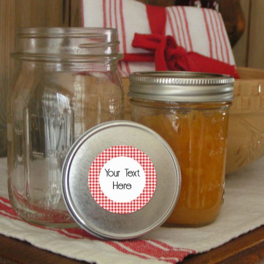 Rond Sticker En vichy rouge