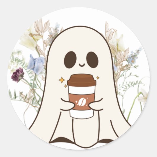 Rond sticker en vinyle de café fantôme (Devant)