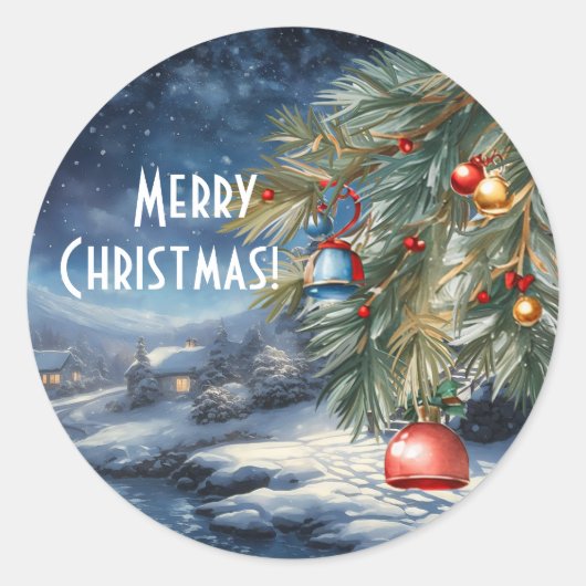 Rond Sticker en vinyle de Noël (Devant)