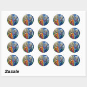Rond Sticker "Enfant soleil et enfant lune" (Feuille)